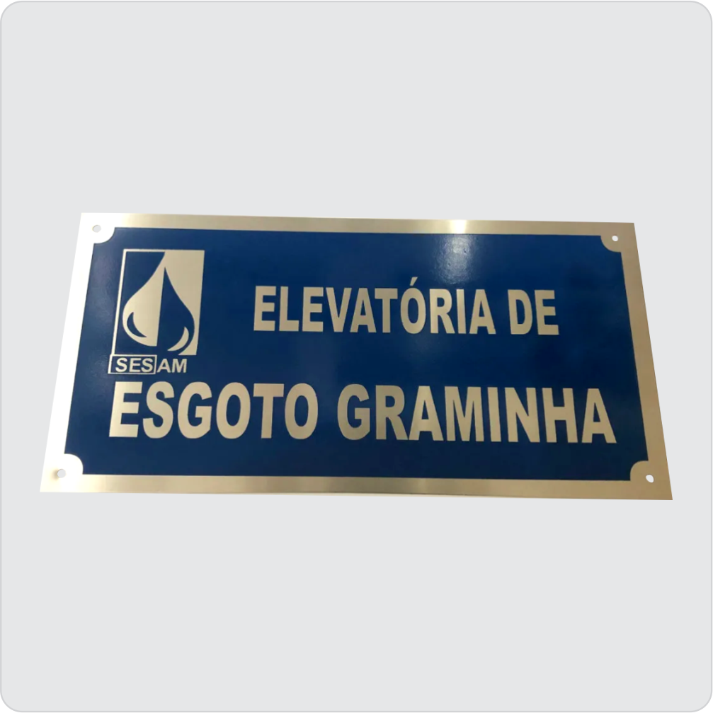 Placa gravada no aço inox processo de corrosão Alto e baixo relevo