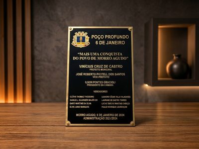 Placa de inauguração em alumínio fundido premium
