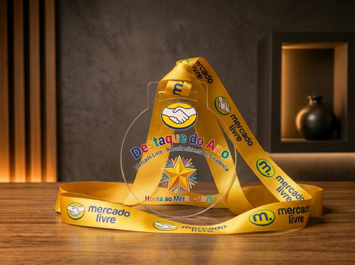 Troféu de Acrílico Personalizado Colorido com Impressão UV
