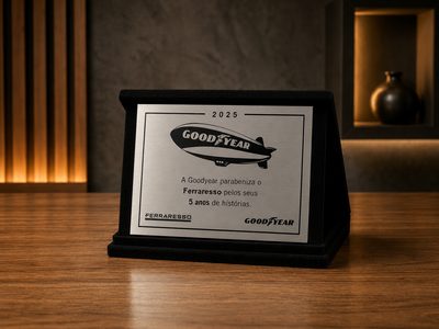 Placa de homenagem personalizada em aço inoxidável com acabamento premium para reconhecimento corporativo