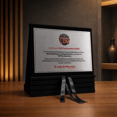 Certificado Top Fornecedores Loja do Mecânico — Branco Motores, categoria Prata