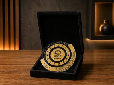 Medalha MDRT MetLife em estojo com berço