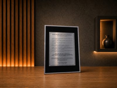 Quadro com placa de homenagem