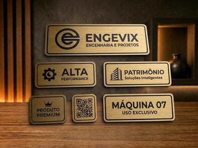Placa de sinalização em ABS dourado