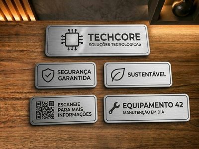 Placa de sinalização em ABS escovado prata