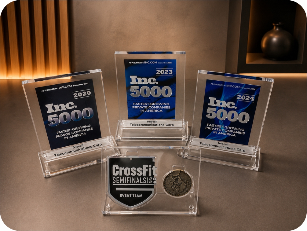 Troféu de Acrílico Cristal 10mm com Impressão UV e Suporte para Medalha/Moeda